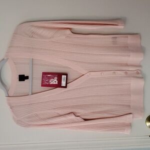 212 COLLECTION PINK CARDIGAN SWEATER LIGHTWEIGHT SIZE LARGE